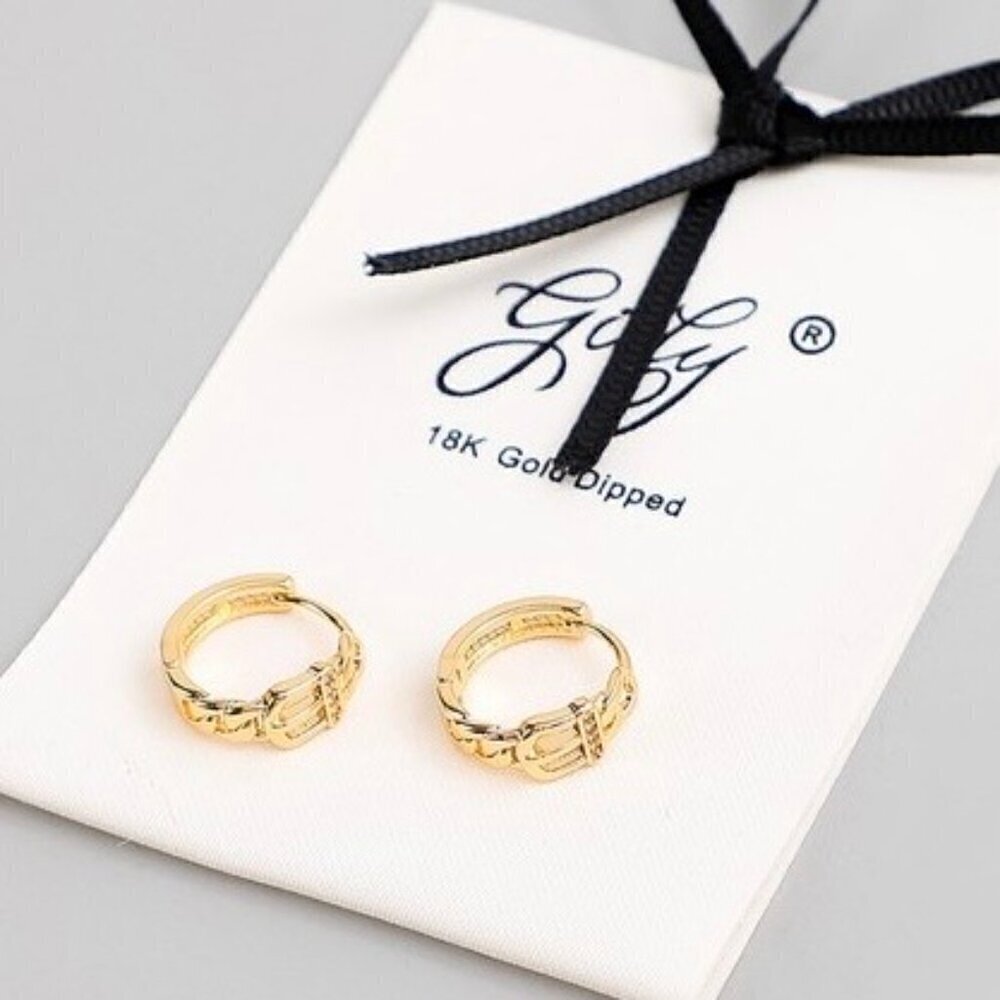 1 LEFT!! 14K GOLD BELT HOOP EARRINGS